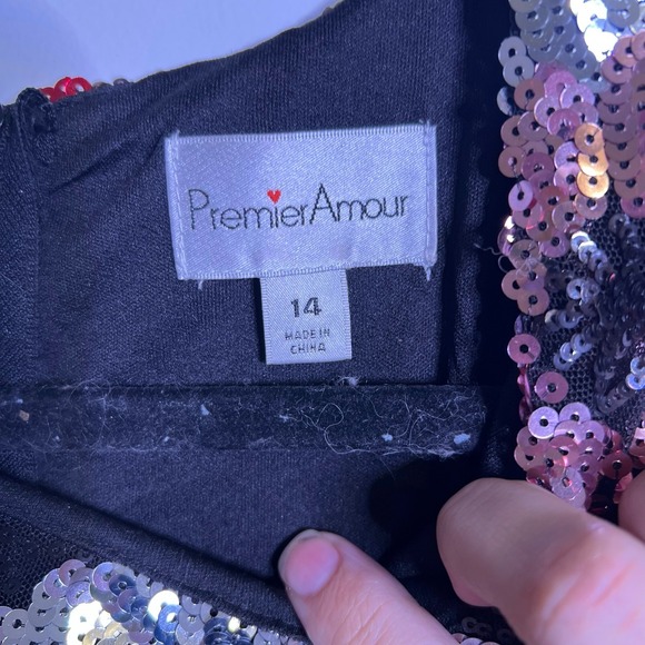 Premier Amour Black Women's Sequin Floral Cocktail Dress Size 14 - Picture 4 of 5